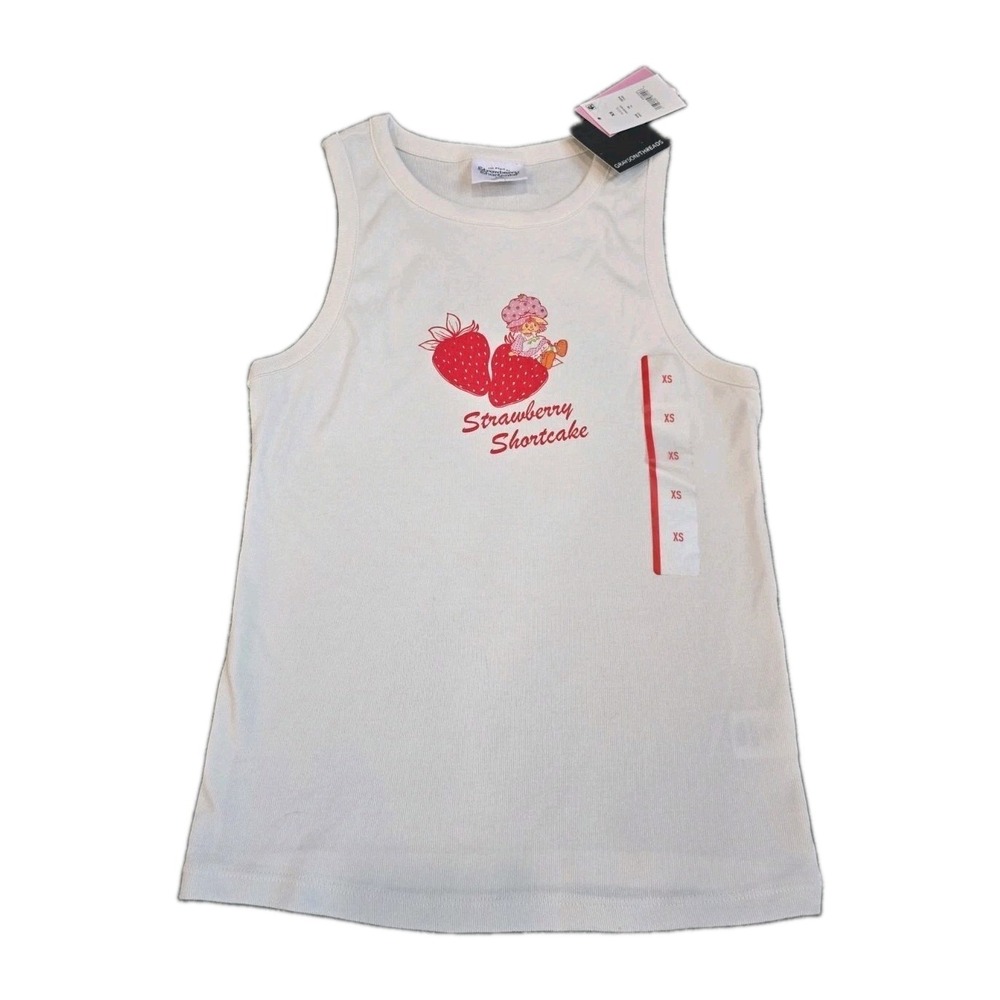 Strawberry Shortcake Retro Y2K Fitted Tank Top Cream Juniors XS NEW Coquette